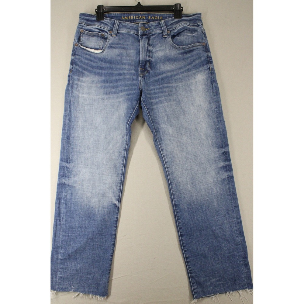 American Eagle Jeans Ne(x)t Level Flex Size 34x28 Denim Raw Hem